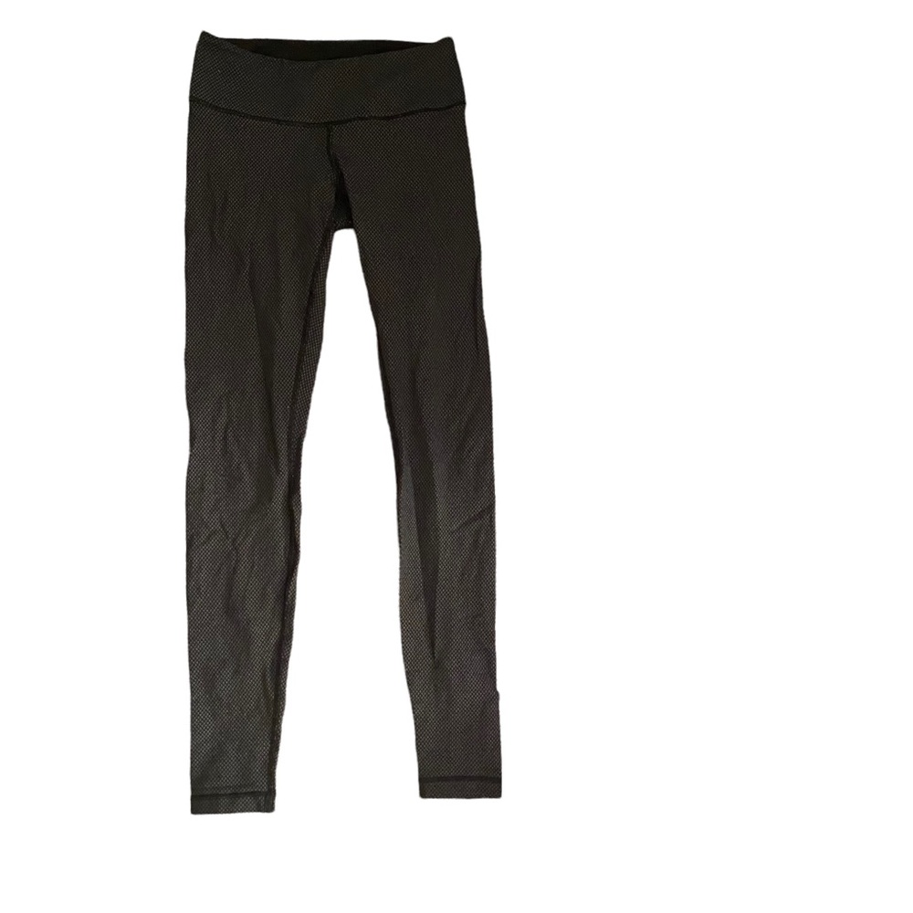 48- Lululemon Gray Pattern Wunder Under Leggings … - image 1